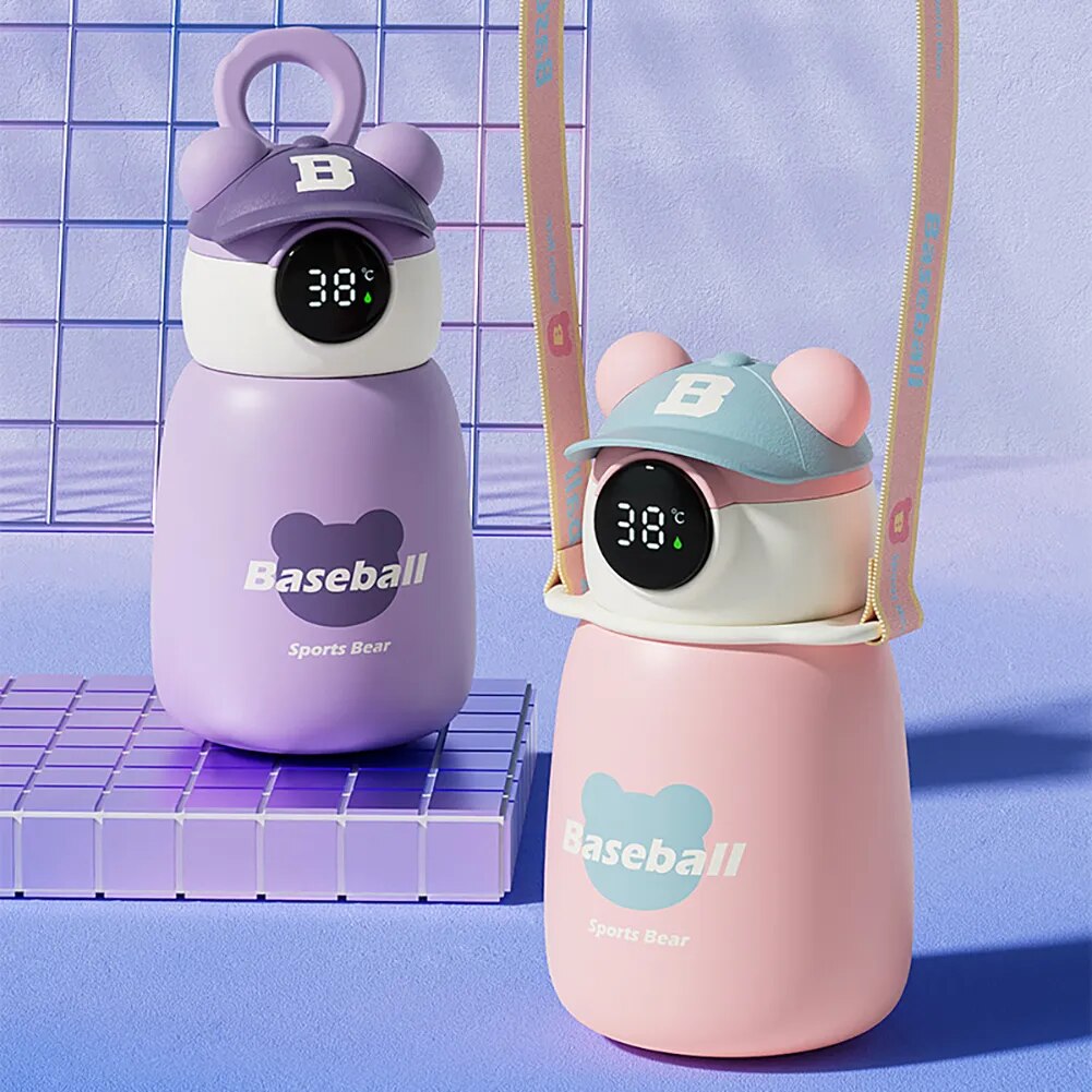Cute Sports Bear Thermal Water Bottle Stainless Steel Vacuum Flask 450ML