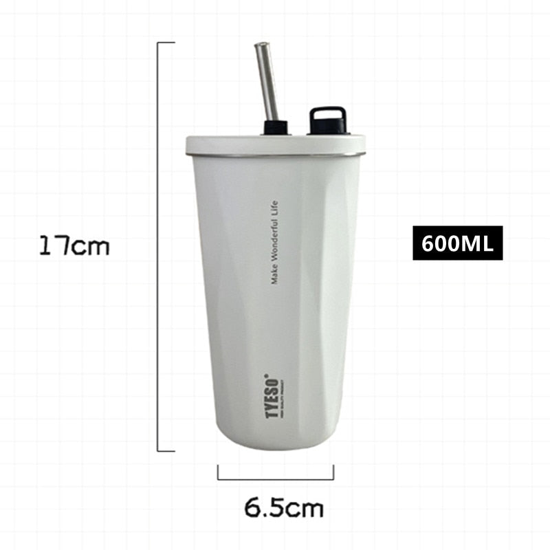 Insulated Mug/Tumbler With Telescopic Straw Stainless Steel Coffee Mug 600ML