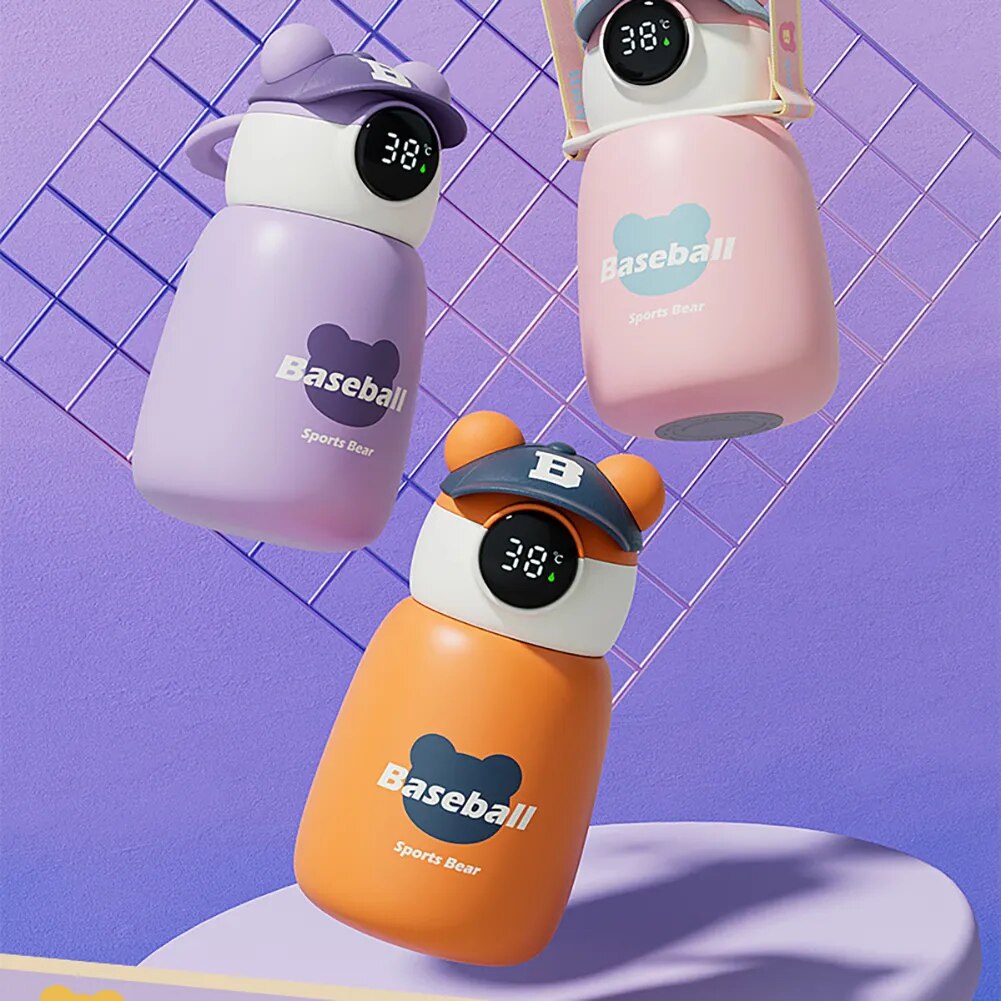 Cute Sports Bear Thermal Water Bottle Stainless Steel Vacuum Flask 450ML