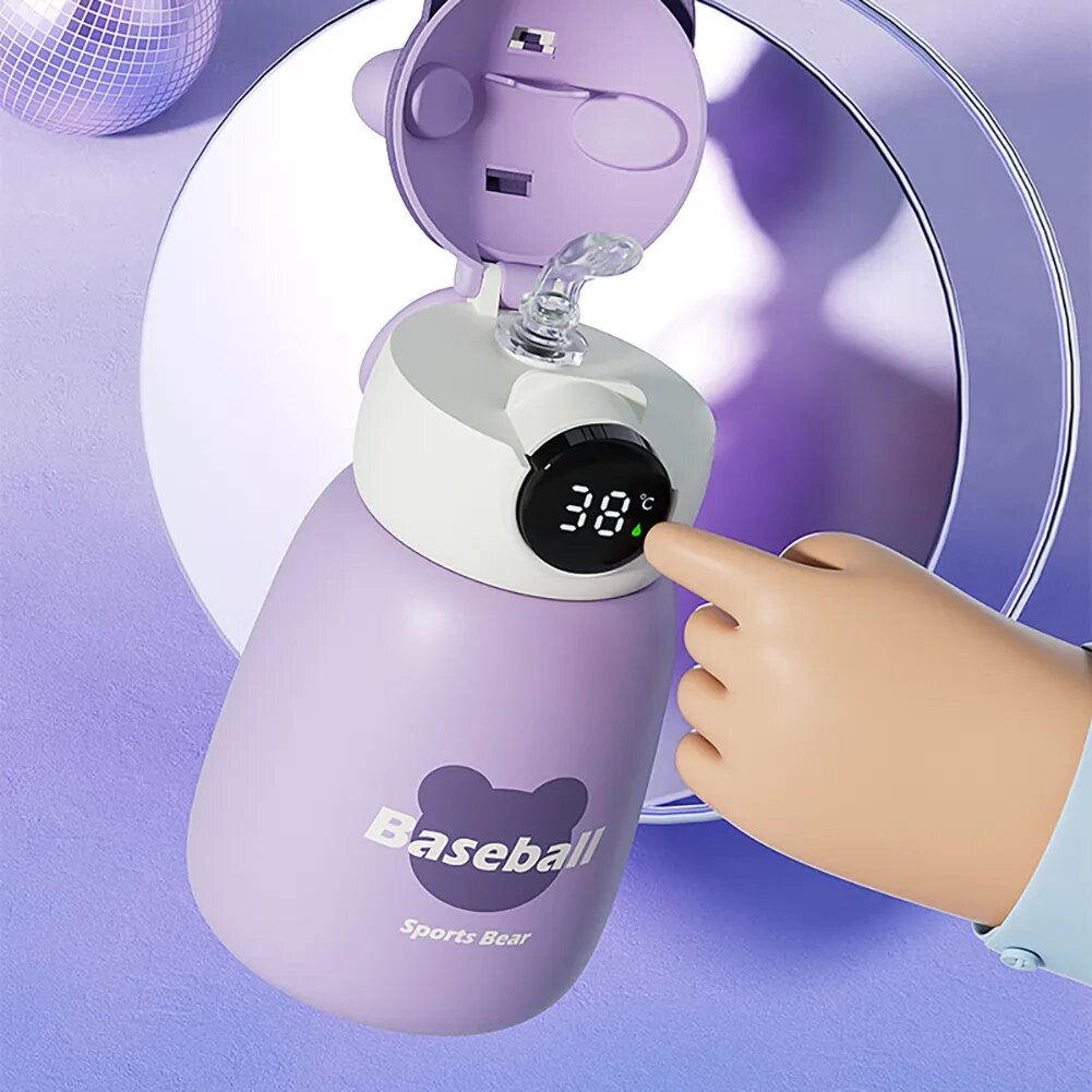 Cute Sports Bear Thermal Water Bottle Stainless Steel Vacuum Flask 450ML