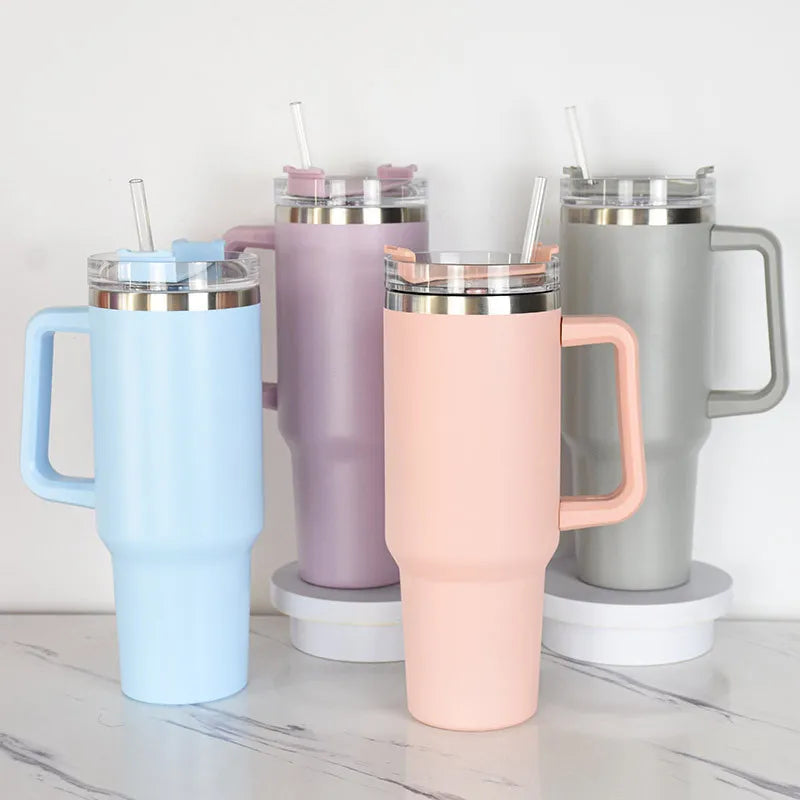 40oz Mug Tumbler With Handle Insulated Tumbler With Lids Straw Stainless Steel Coffee Cup for Travel