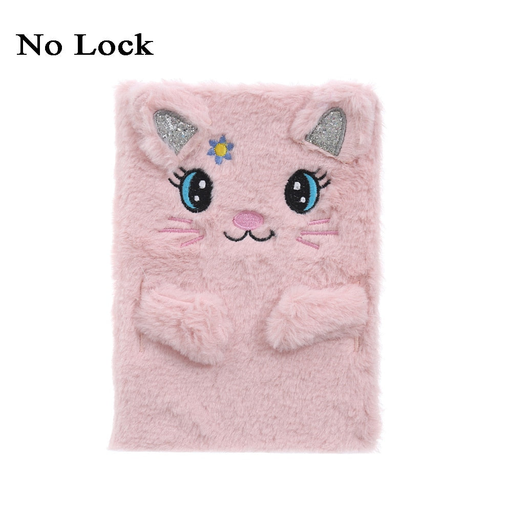 Kawaii Plush Notebook with Lock