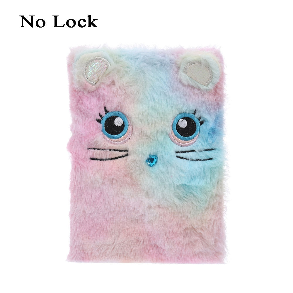 Kawaii Plush Notebook with Lock