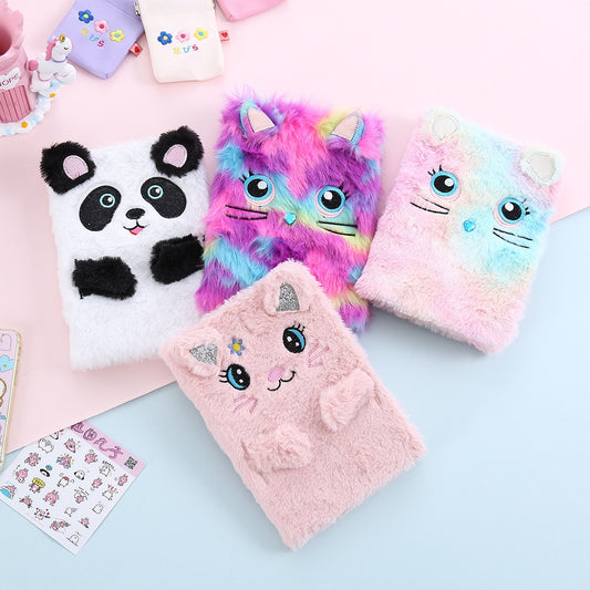 Kawaii Plush Notebook with Lock