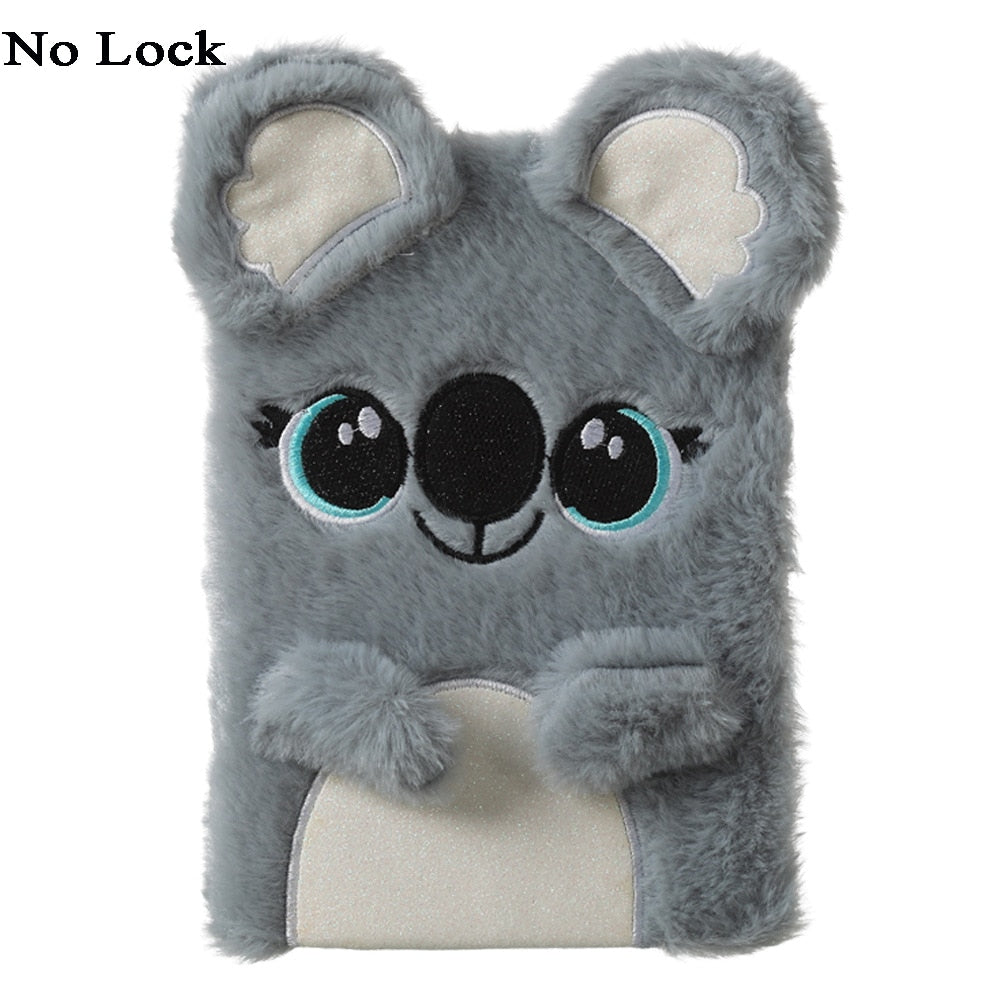 Kawaii Plush Notebook with Lock