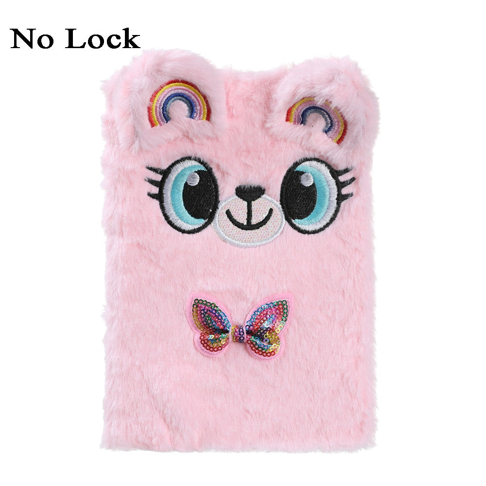 Kawaii Plush Notebook with Lock