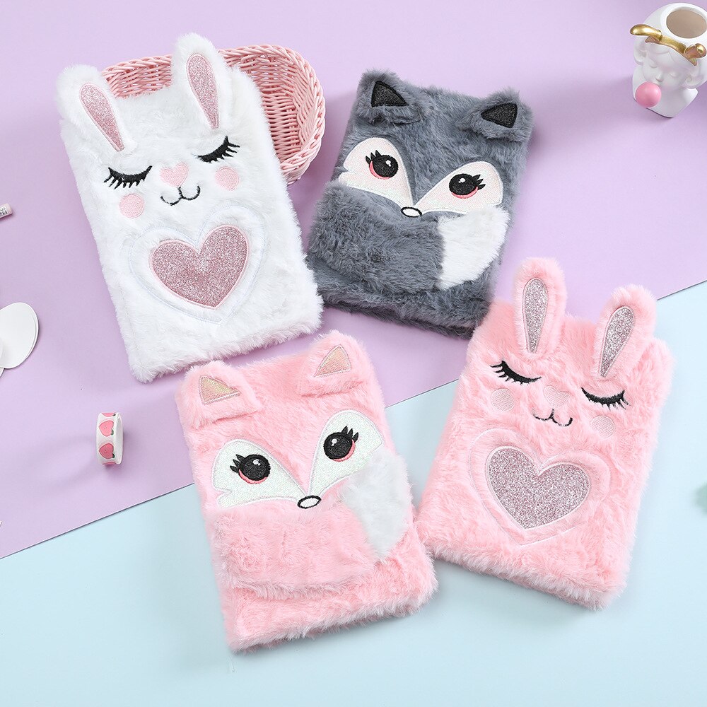 Kawaii Plush Notebook with Lock