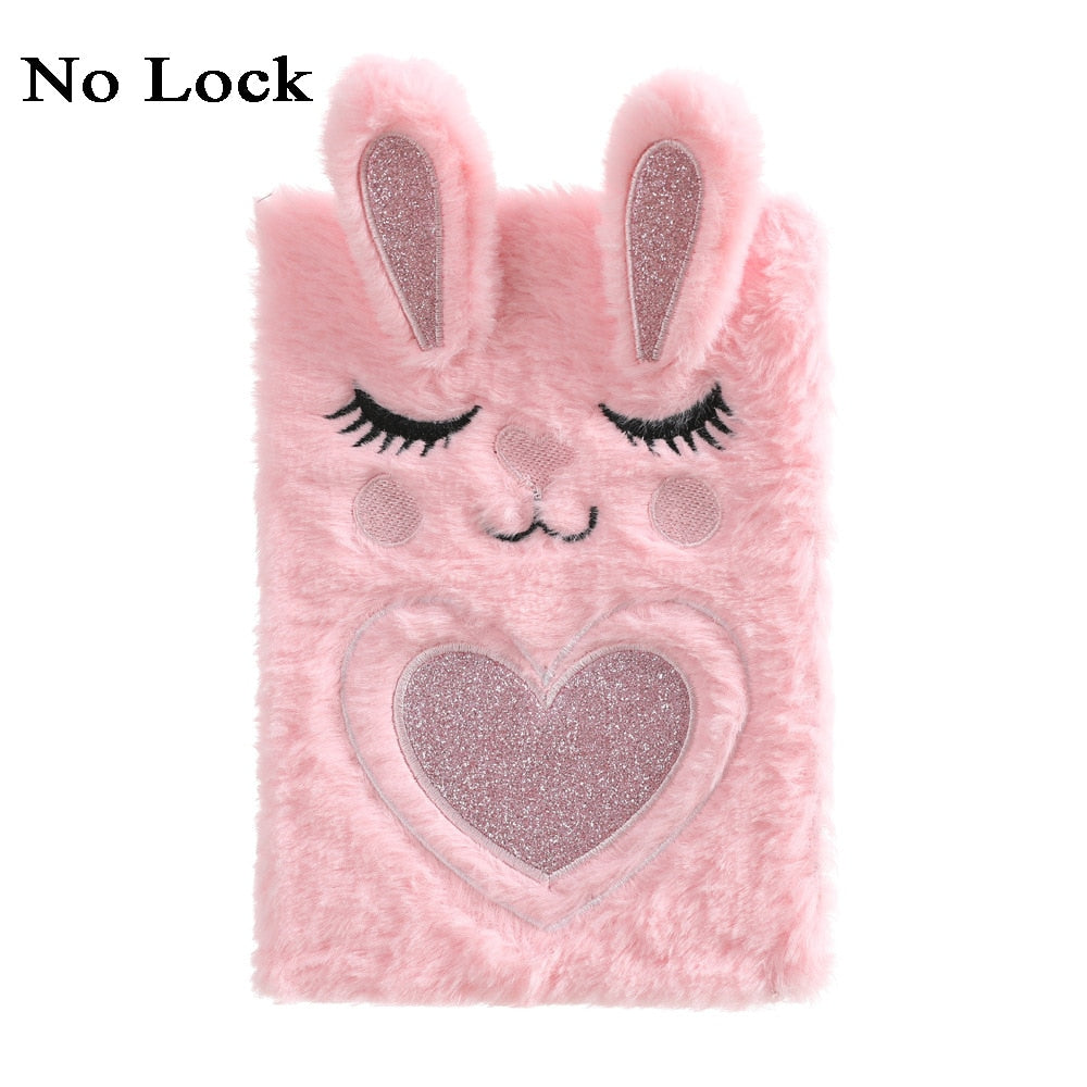 Kawaii Plush Notebook with Lock