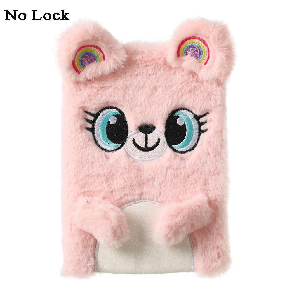 Kawaii Plush Notebook with Lock