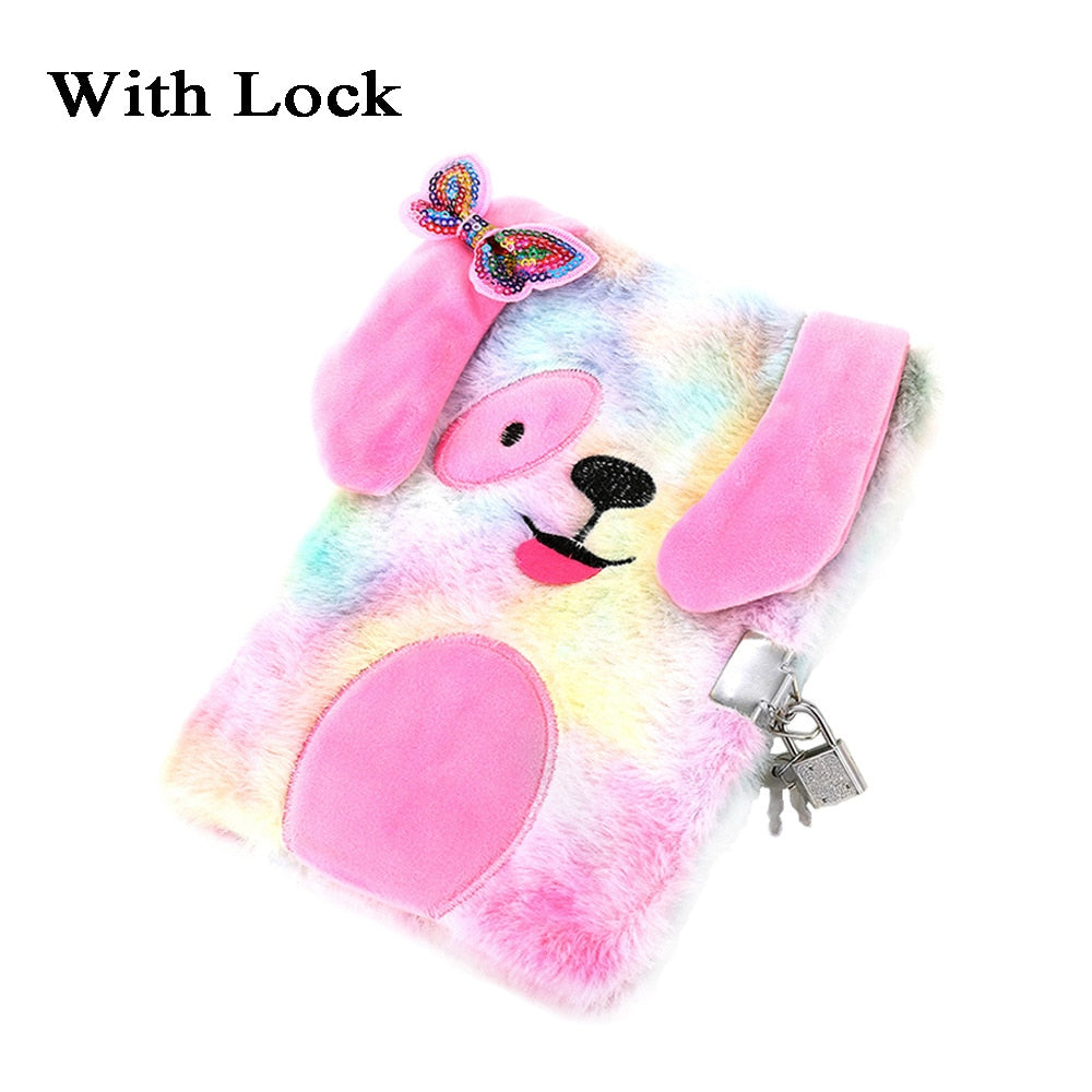 Kawaii Plush Notebook with Lock