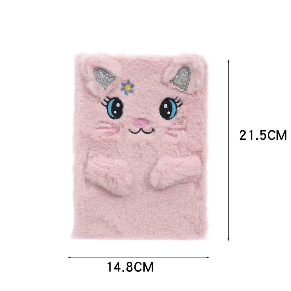 Kawaii Plush Notebook with Lock
