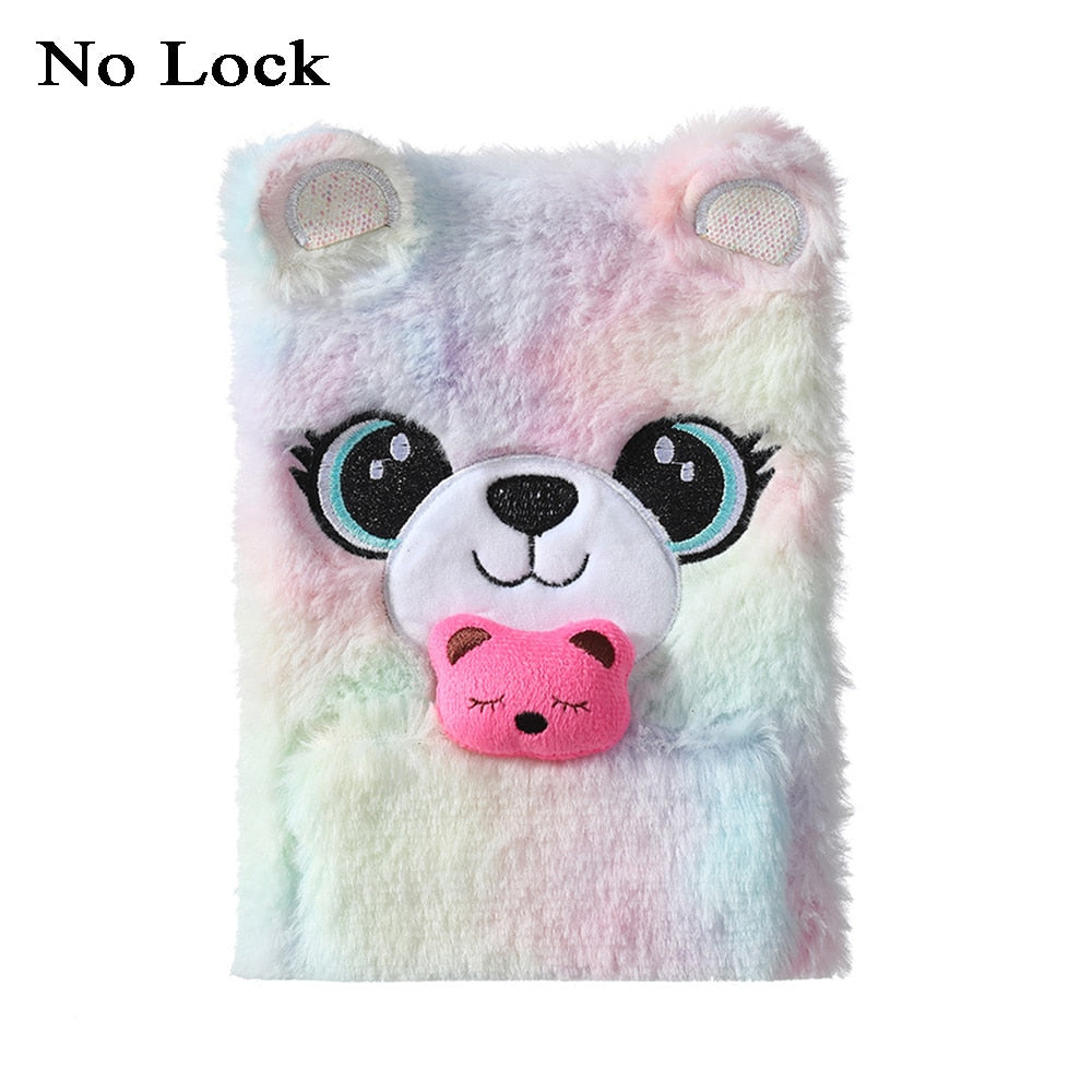 Kawaii Plush Notebook with Lock