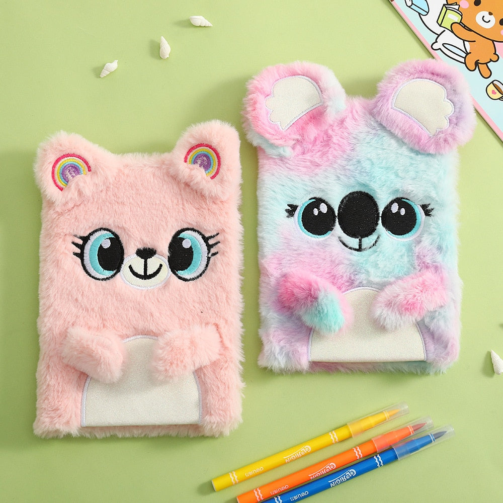 Kawaii Plush Notebook with Lock