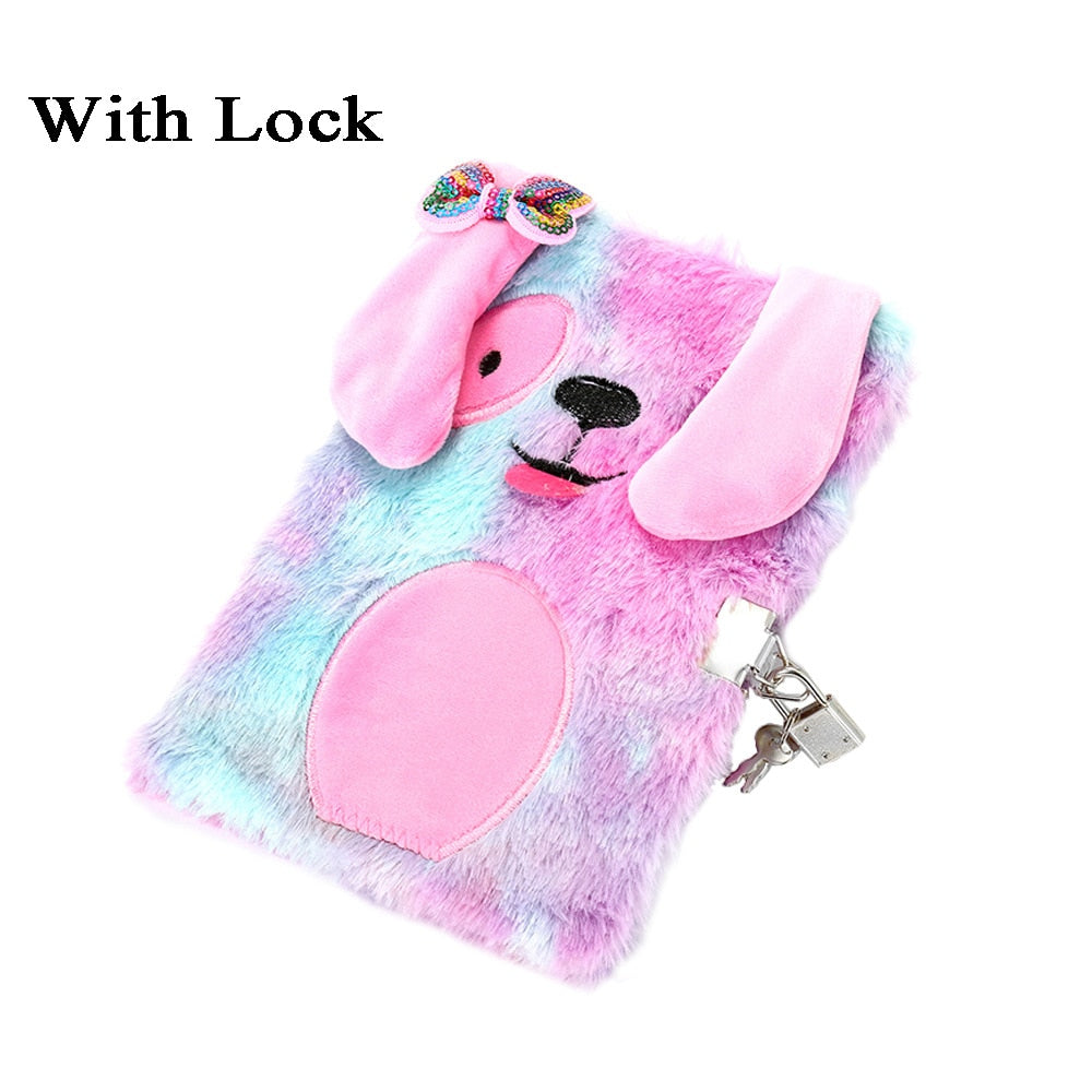 Kawaii Plush Notebook with Lock