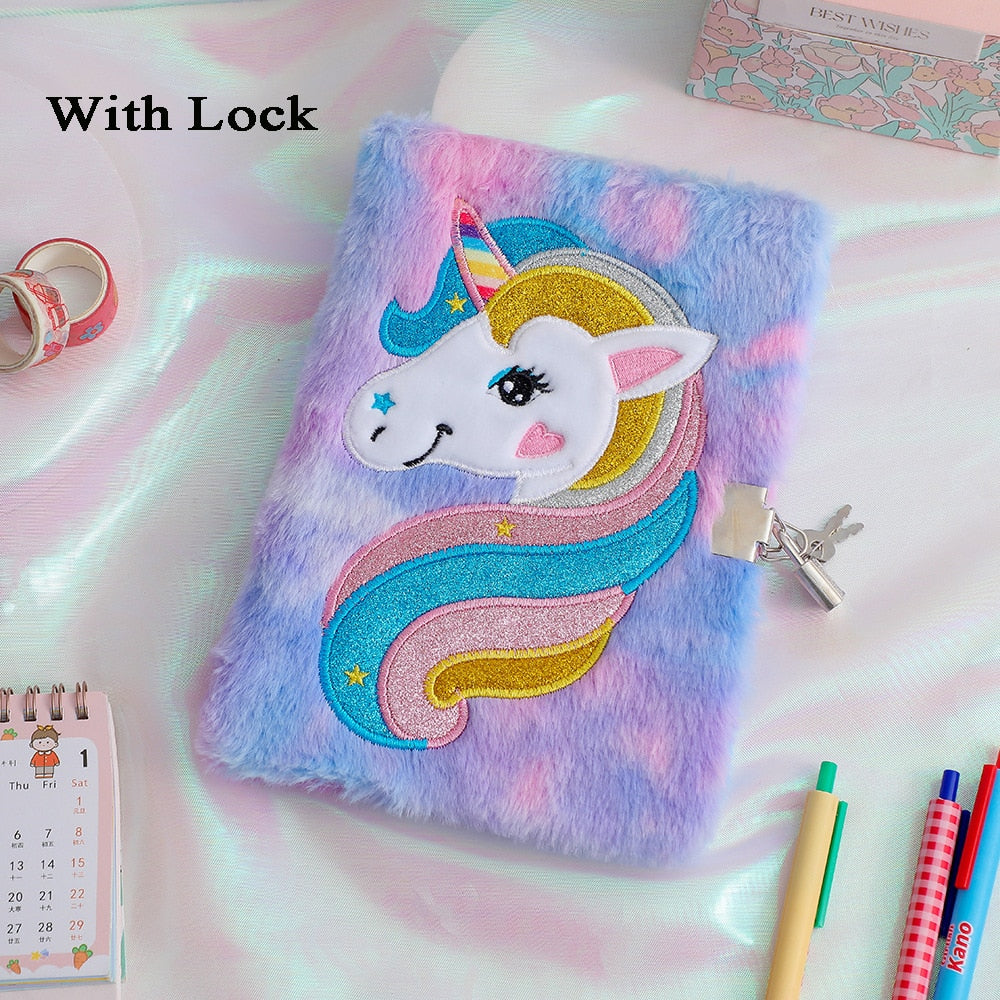 Kawaii Plush Notebook with Lock