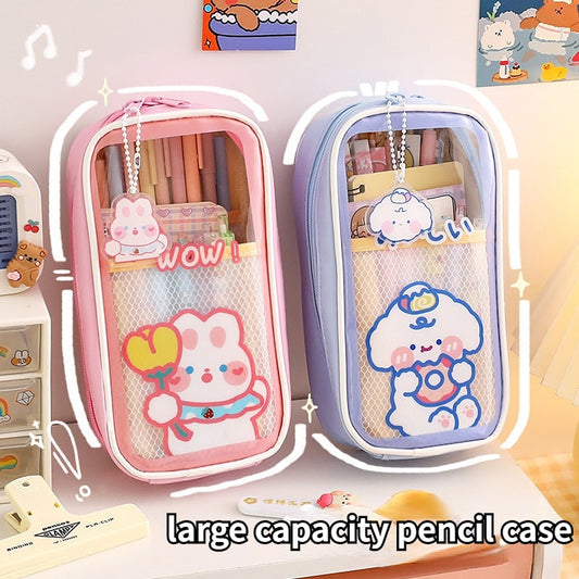 Cute Transparent Pencil Case Large-capacity