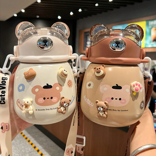 860ml Kawaii Bear Stainless Steel Bottle Thermos