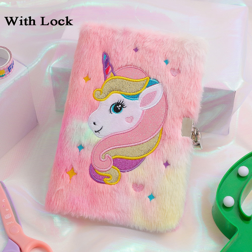 Kawaii Plush Notebook with Lock