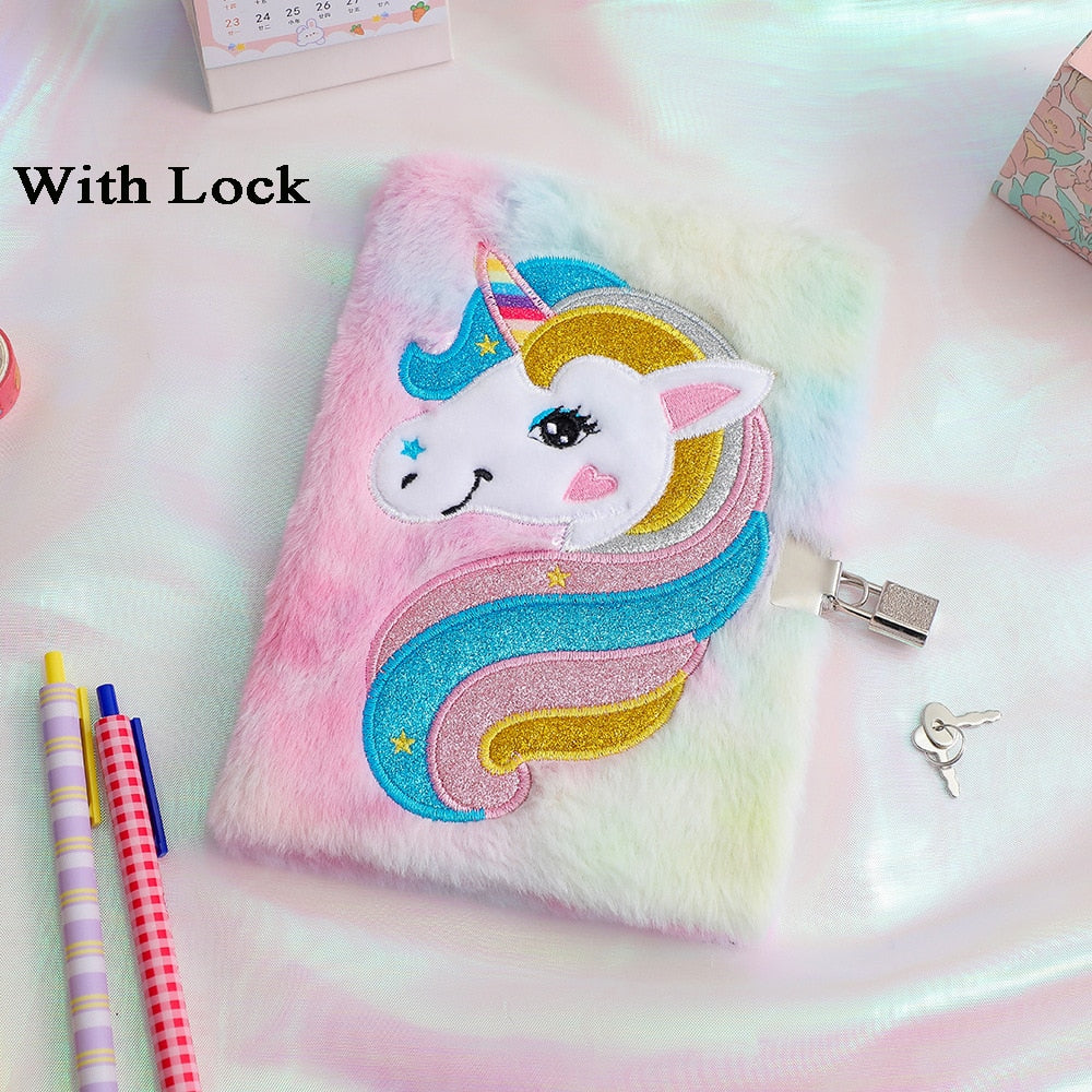 Kawaii Plush Notebook with Lock